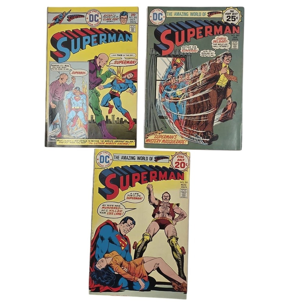 Superman DC Comics Lot 3 Bronze Age Issues 281 283 292 Vintage 1974 1975